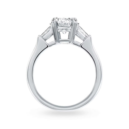 Cushion-Cut Engagement Ring with Tapered Baguette Side Stones