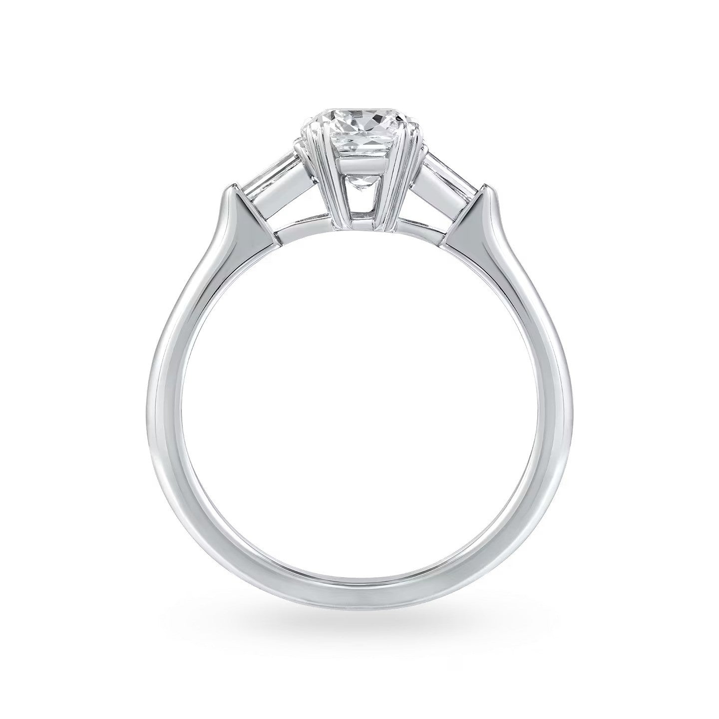 Cushion-Cut Engagement Ring with Tapered Baguette Side Stones