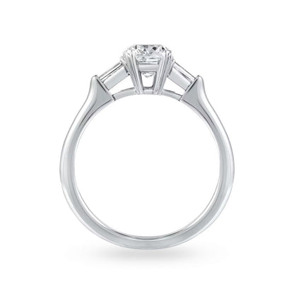 Cushion-Cut Engagement Ring with Tapered Baguette Side Stones