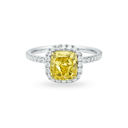 Cushion-Cut Yellow Diamond Ring