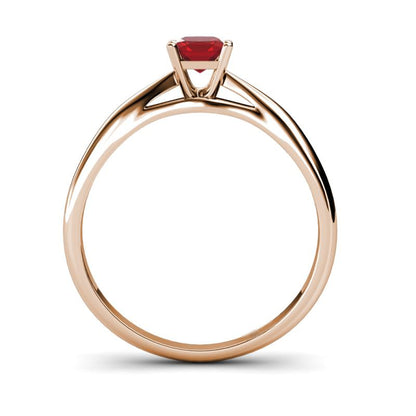 Enchanting Solid 18k Rose Gold Princess-Cut Ruby Solitaire: A Timeless Valentine's Day Elegance