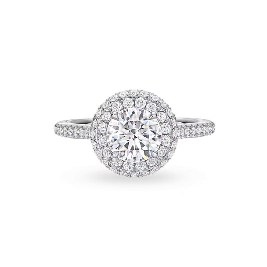 One Double Halo Diamond Engagement Ring